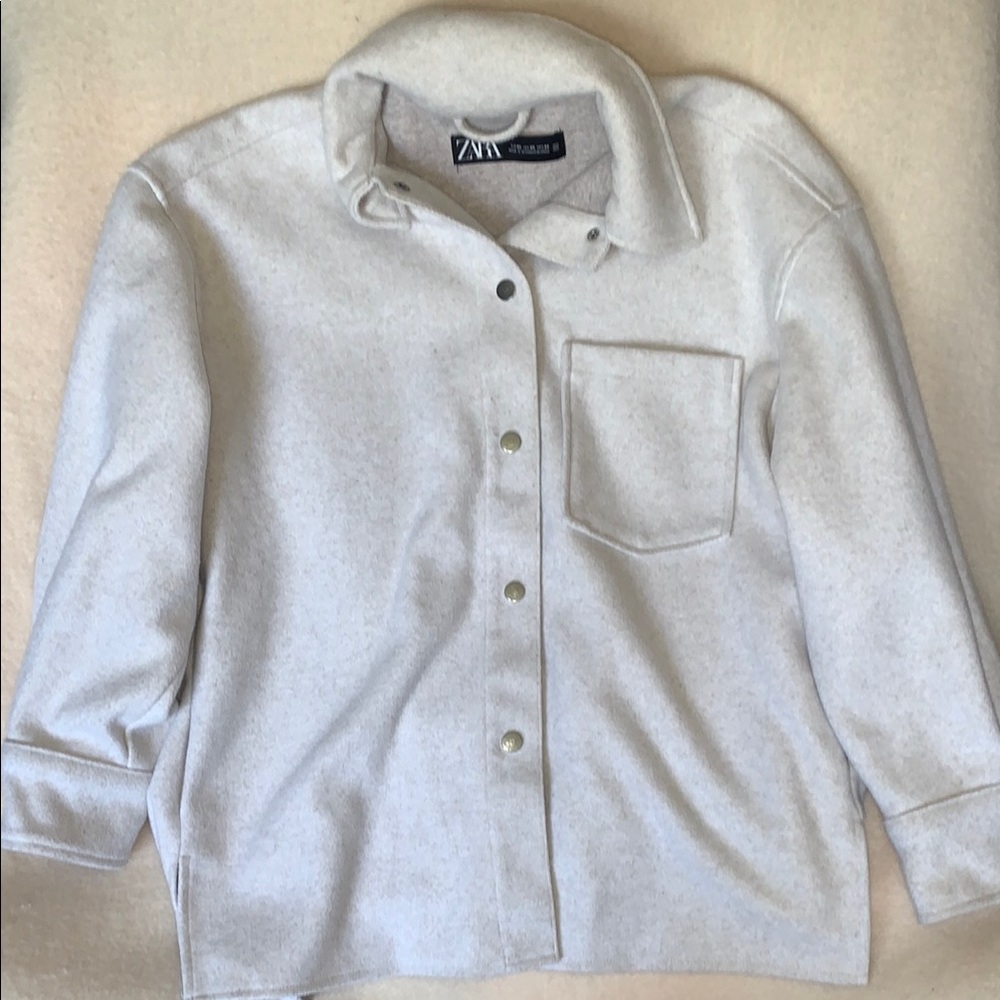 Zara Shacket White Oversized Thick Snap Women's Size XS